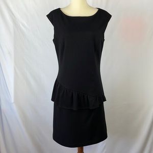 JAX LBD - Little Black Dress with Asymmetrical Peplum Ruffle - Size 10